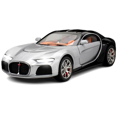 ماشین اسباب بازی فلزی بوگاتی نقره ای سقف مشکی 1:24 Diecast Bugatti Atlantic_اسباب بازی